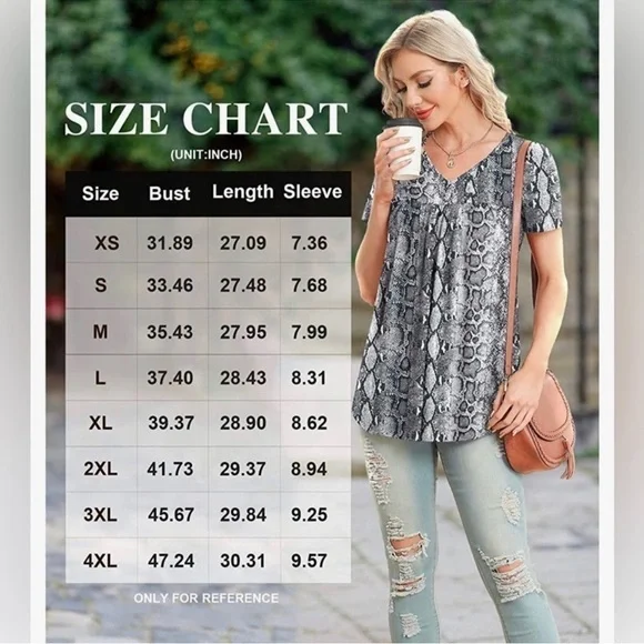 Snakeskin V-Neck Flowy Tunic Blouse - Picture 8 of 10